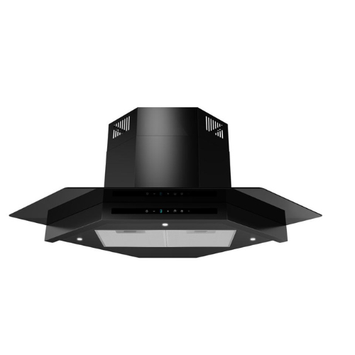 HOTTE DE COIN 90 CM NOIR  AVEC DEUX FILTRES CARBON DIAMANT